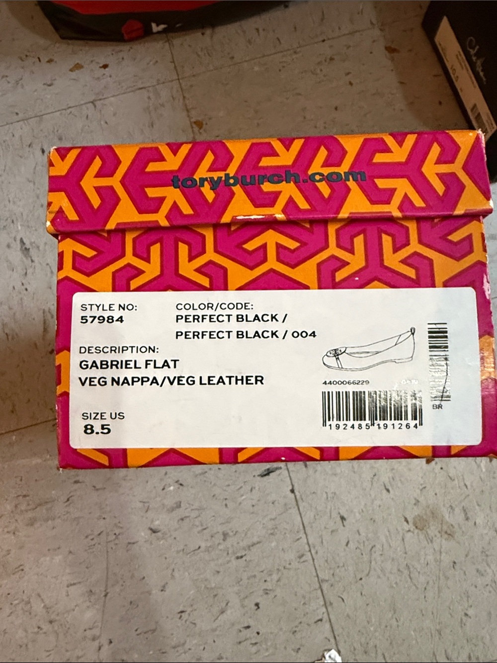 Tory Burch Black Leather Logo Ballet Flats - Picture 5 of 5